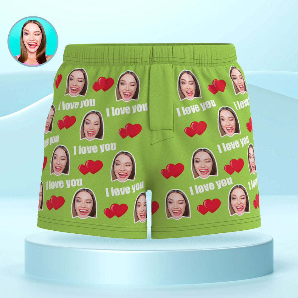 Custom Face Multicolor I Love You Boxer Shorts Personalized Photo Underwear Gift for Him - MyFaceUnderwearUK