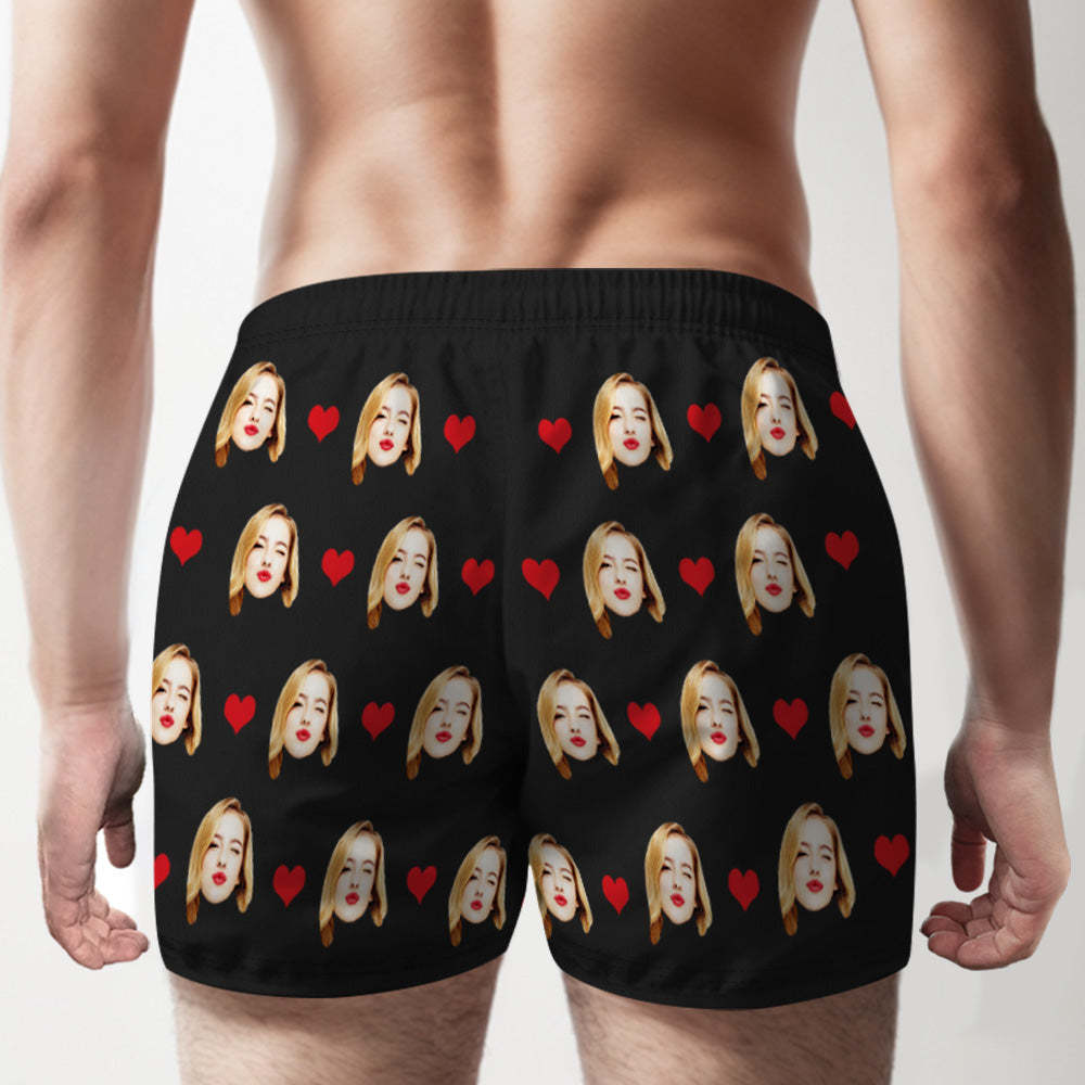 Custom Face Multicolor Boxer Shorts Love Hearts Personalized Photo Underwear Gift for Him - MyFaceUnderwearUK