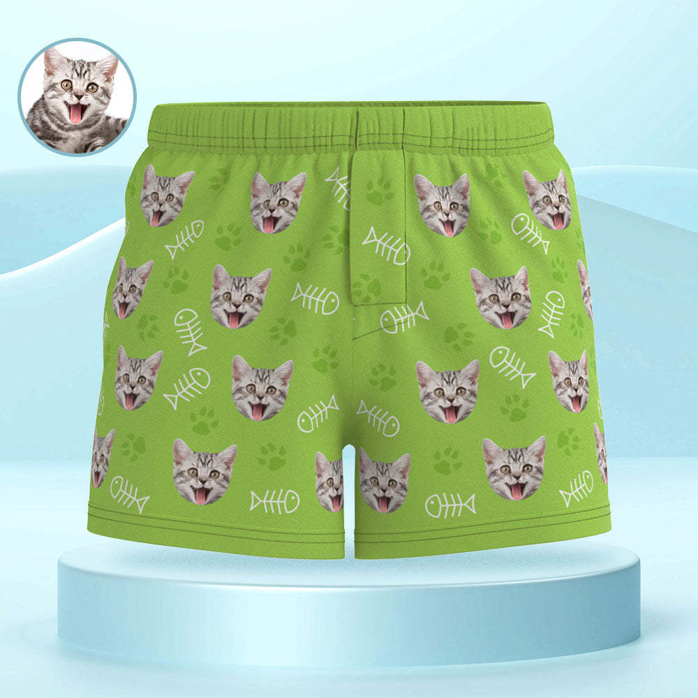 Custom Cat Face Multicolor Boxer Shorts Personalized Casual Underwear Gift for Him - MyFaceUnderwearUK