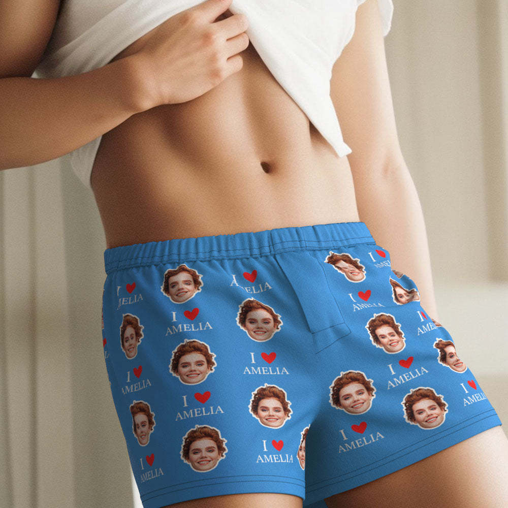 Custom Face Multicolor Boxer Shorts I Love You Personalized Photo Underwear Gift for Him - MyFaceUnderwearUK