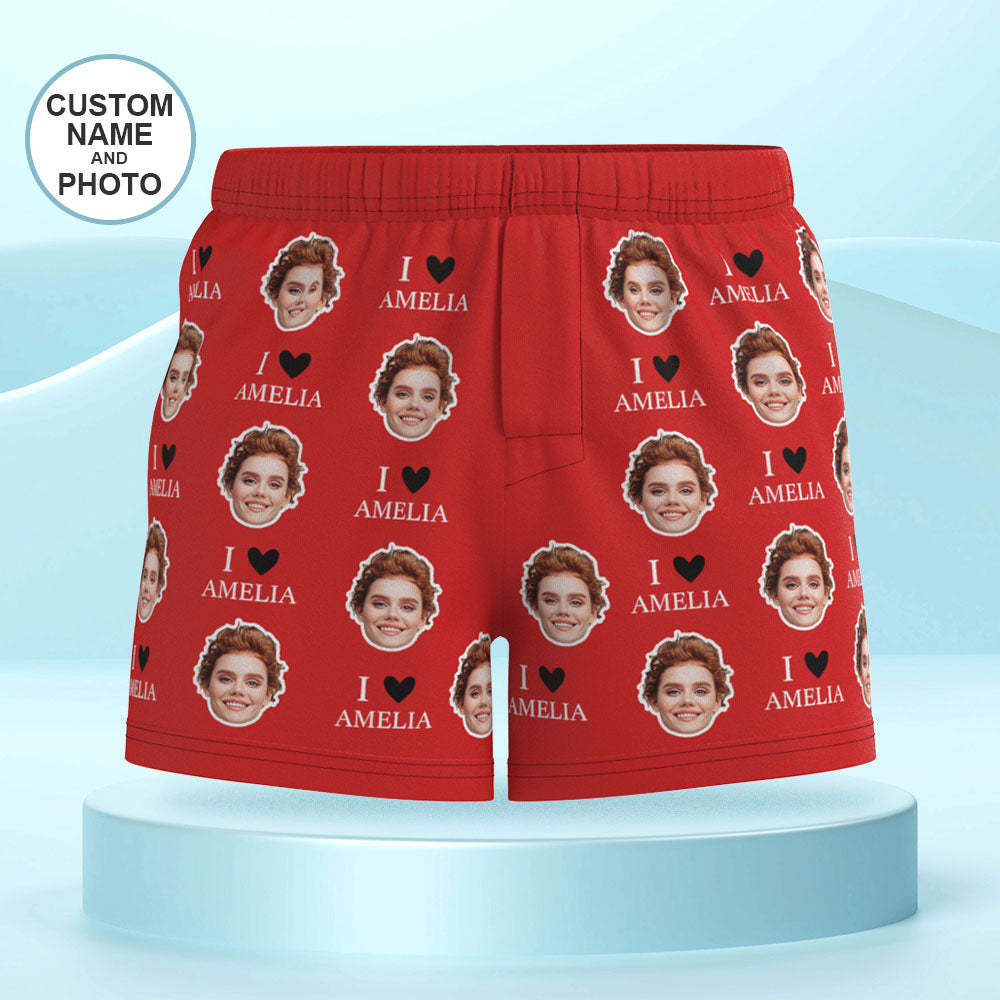 Custom Face Multicolor Boxer Shorts I Love You Personalized Photo Underwear Gift for Him - MyFaceUnderwearUK