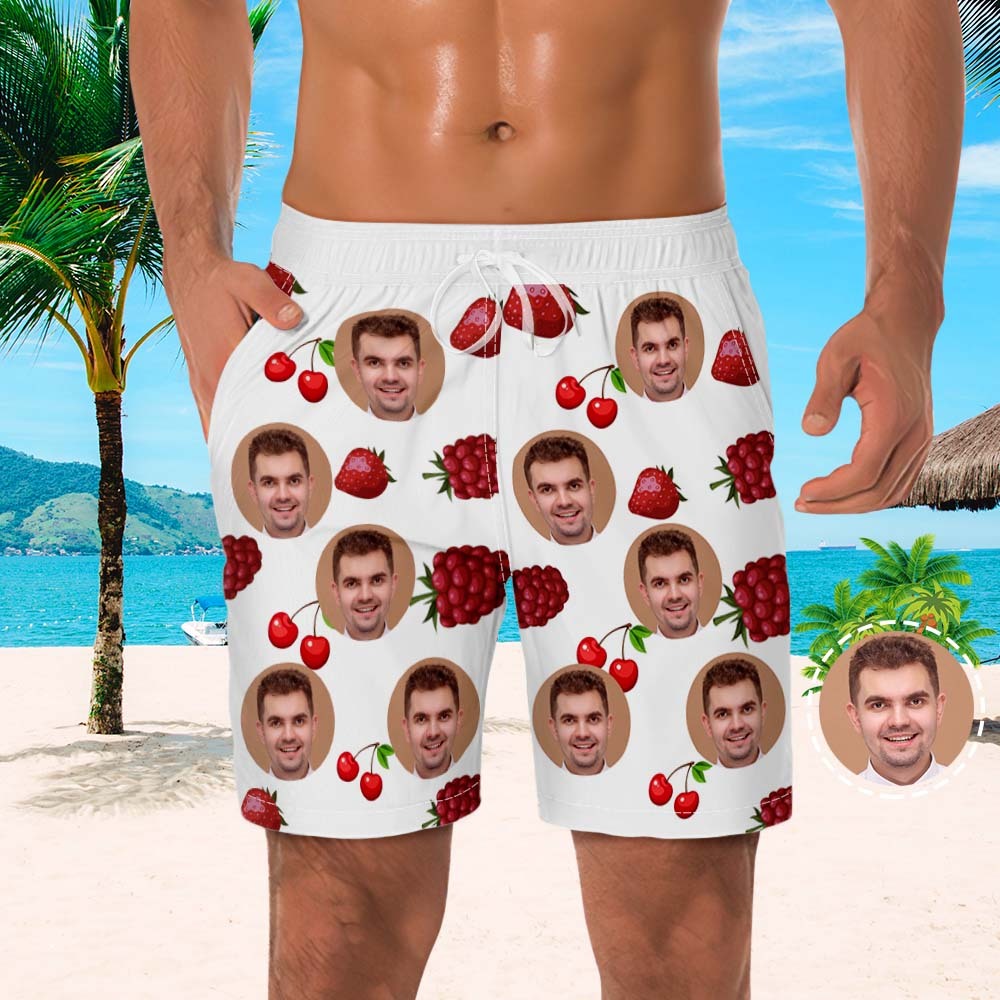 Custom Men's Beach Shorts Men's Photo Shorts Fruit Design - MyFaceUnderwearUK