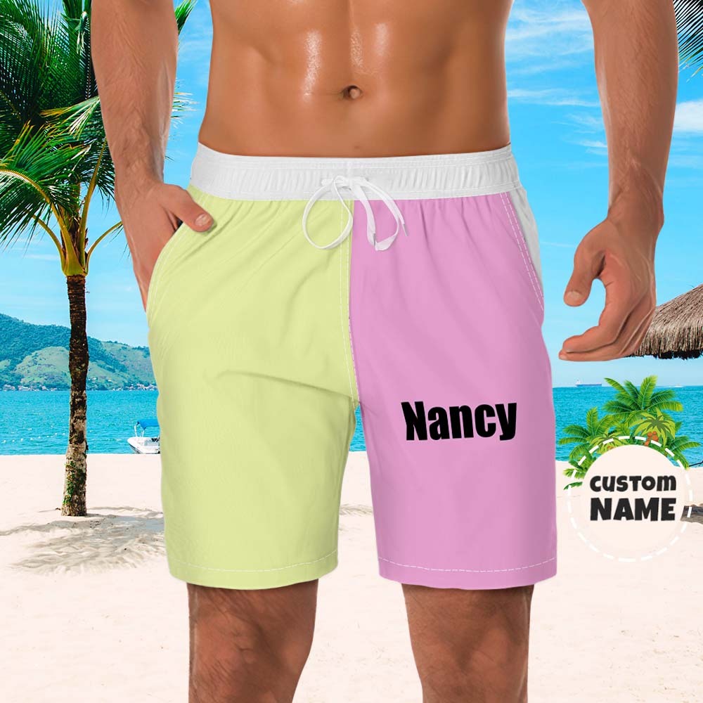 Custom Men's Beach Shorts Custom Name Swim Trunk-Contrast Color - MyFaceUnderwearUK