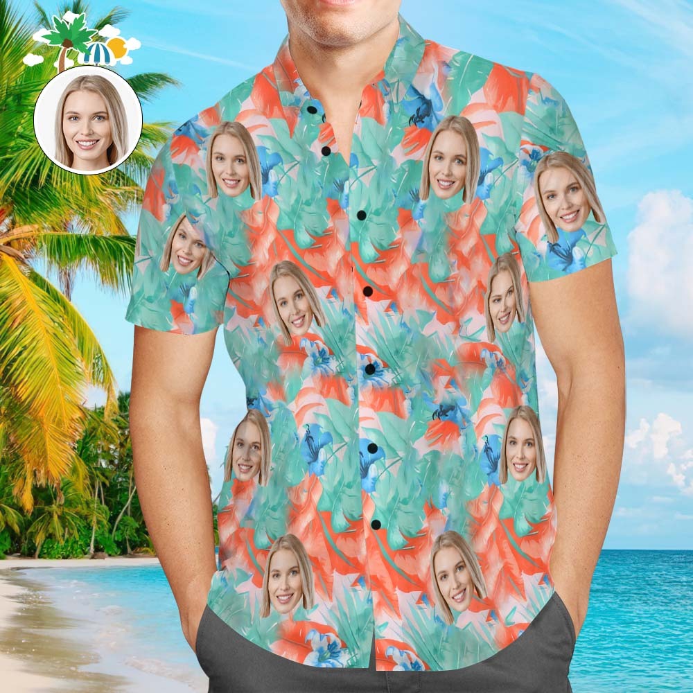 Custom Face Hawaiian Style Multicoloured Shirt Family Matching