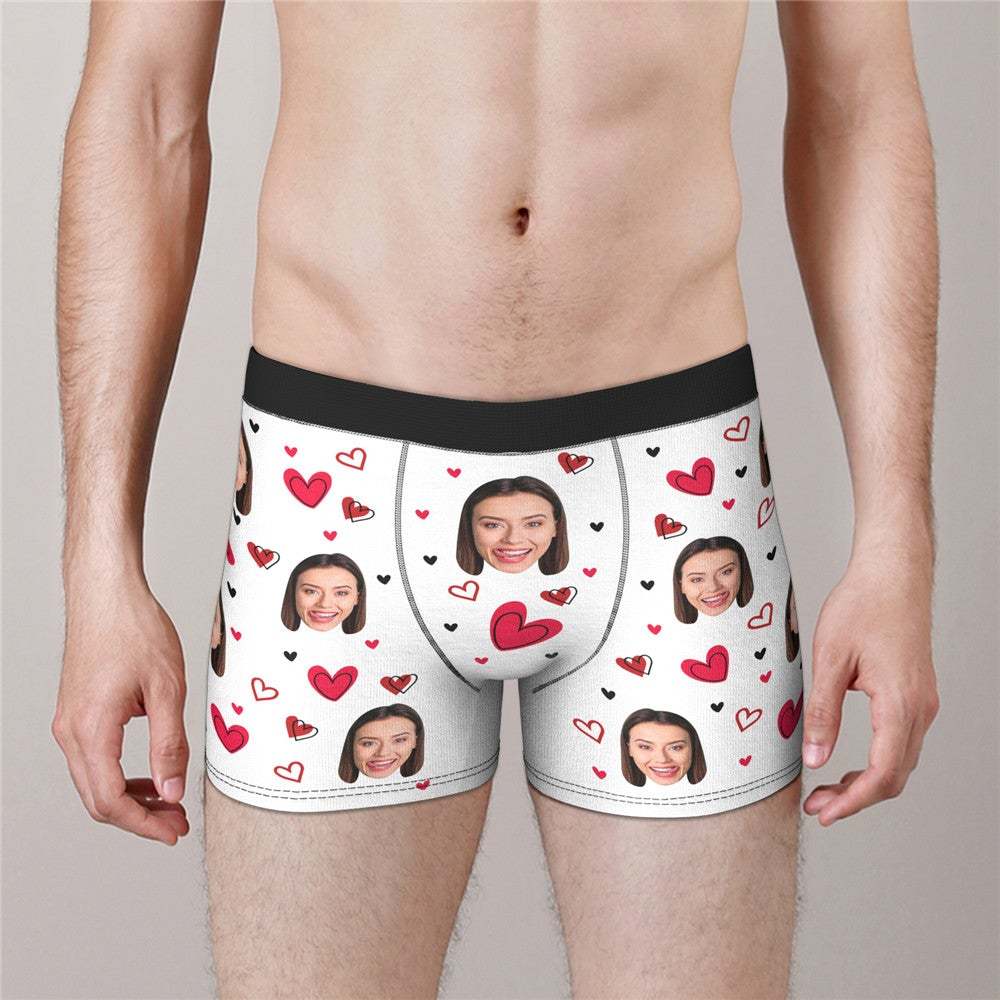 Custom Face Boxers Full of Heart Valentine's Day Gifts For Boyfriend