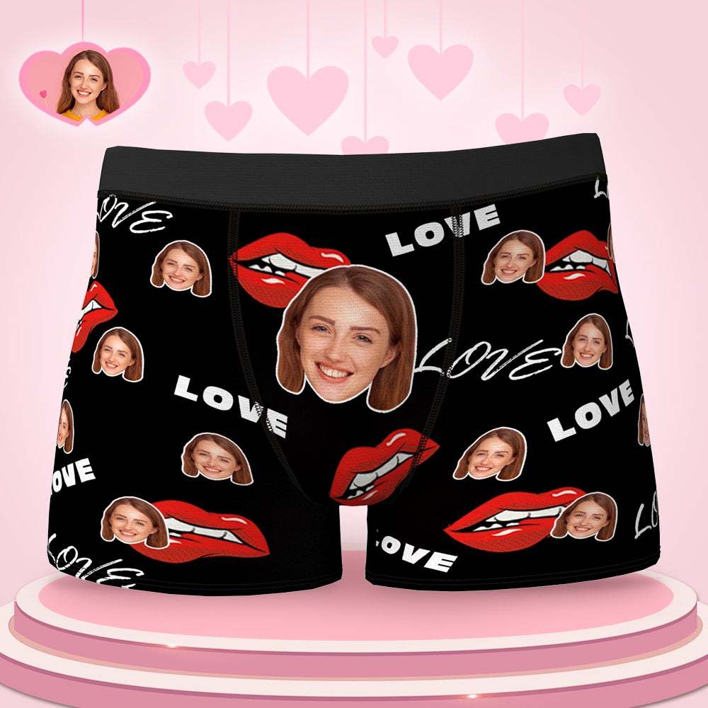 Custom Face Boxers Brief with Love Valentine's Day Gifts