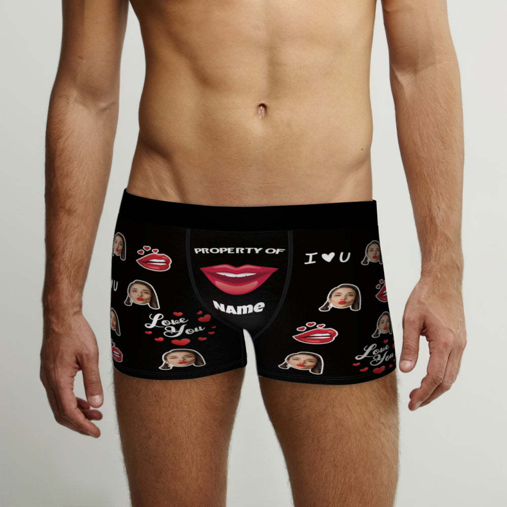 Customized Boxer Briefs Love You Property of Name Men's Personalised Underwear Funny Gift - MyFaceUnderwearUK