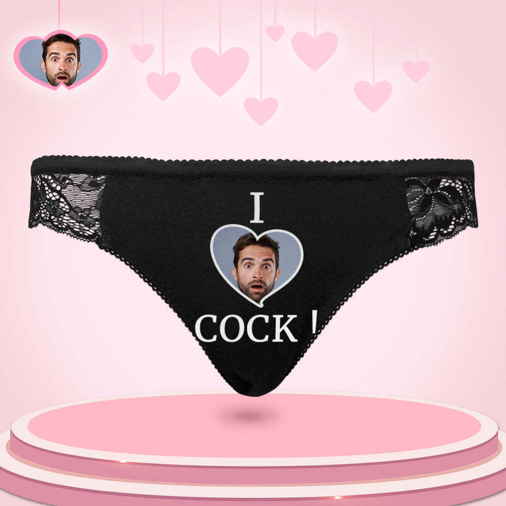 Custom Women Lace Panty I Love Cock Photo Sexy Panties Sweet Gift - MyFaceUnderwearAU