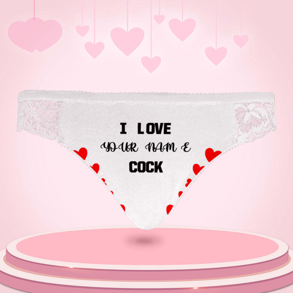 Custom Women Lace Panty I Love Your Cock Sexy Panties Sweet Gift - MyFaceUnderwearAU