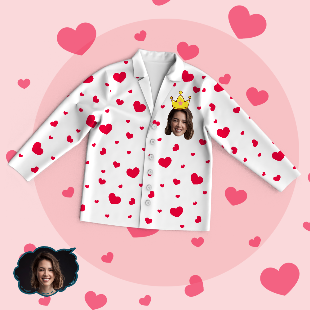 Custom Face Heart Pajamas Set Love My Mom Personalised Gifts for Mum