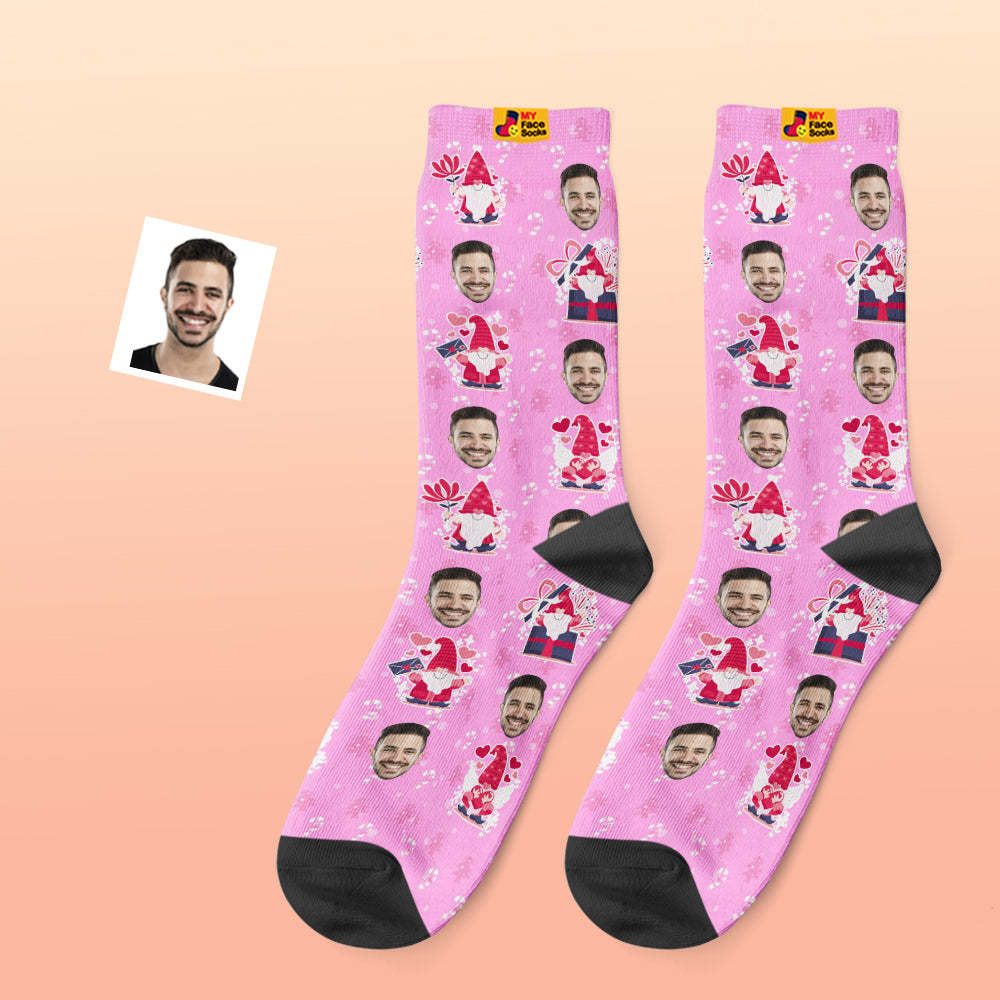 Pink Christmas Custom Face Socks Add Pictures and Name - MyFaceUnderwearUK