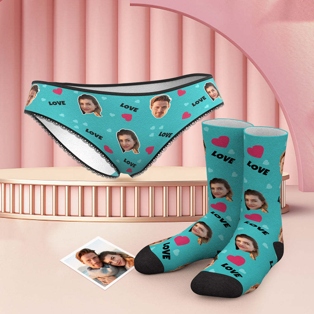 Custom Face Panties And Socks Set - Love - MyFaceUnderwearUK