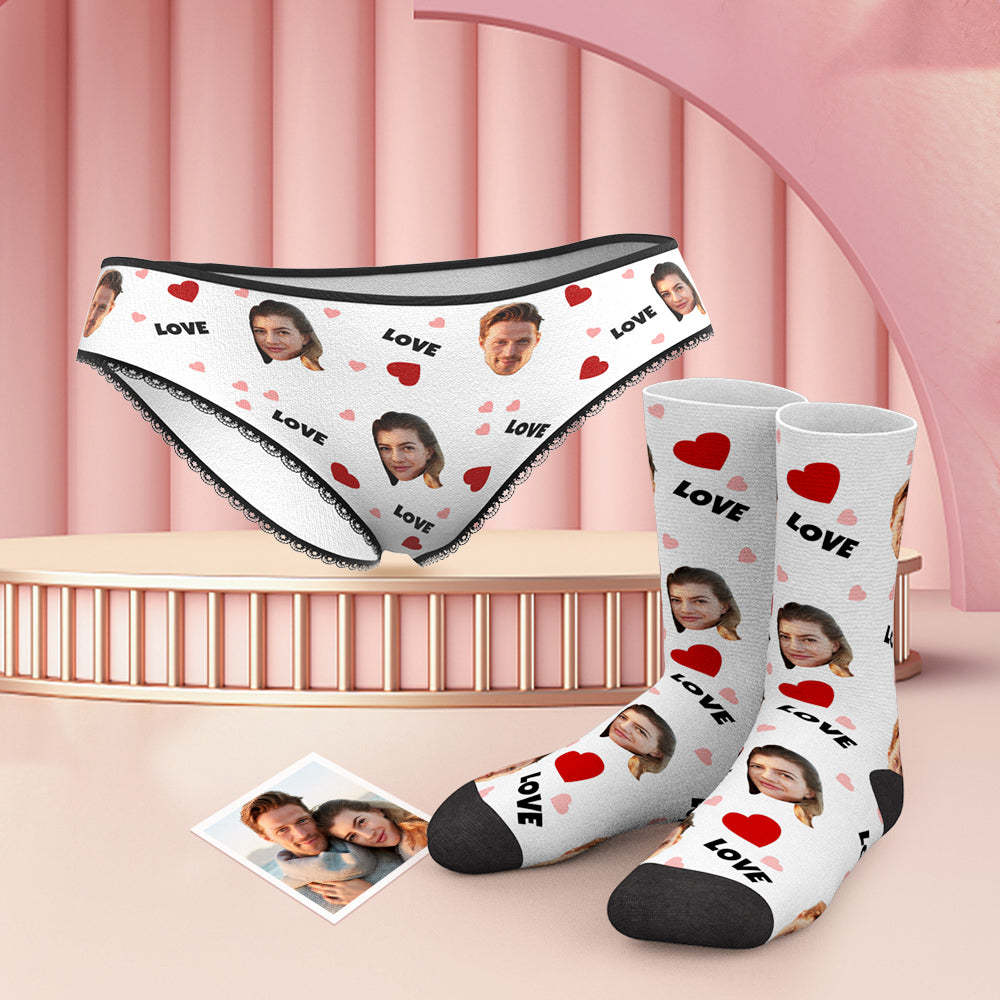 Custom Face Panties And Socks Set - Love - MyFaceUnderwearUK