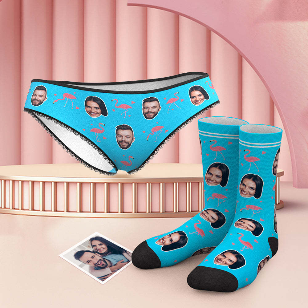 Custom Face Panties And Socks Set - Flamingo - MyFaceUnderwearUK