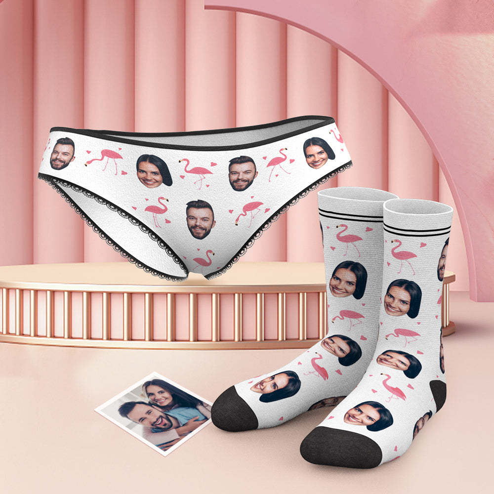 Custom Face Panties And Socks Set - Flamingo - MyFaceUnderwearUK