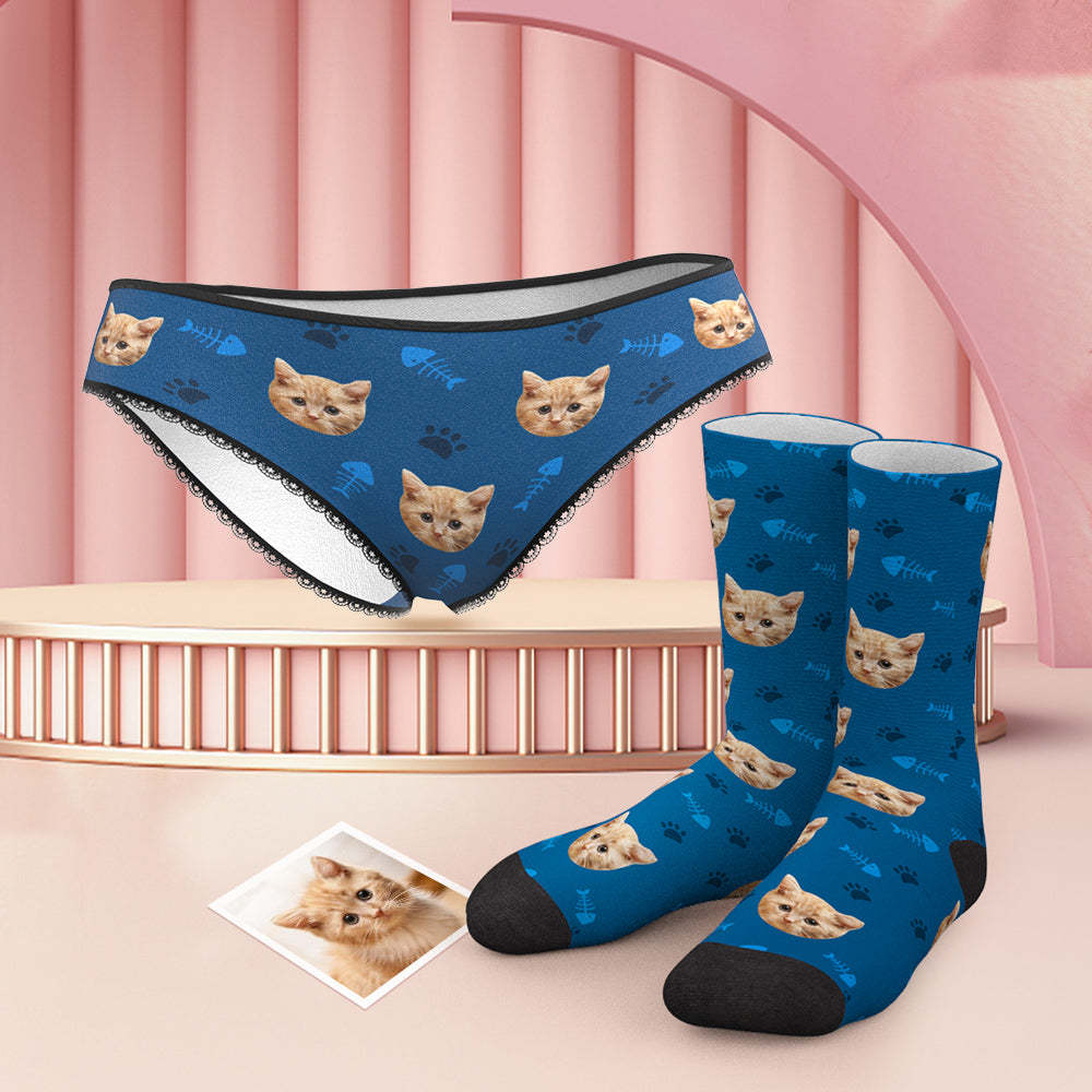 Custom Face Panties And Socks Set - Cat - MyFaceUnderwearUK