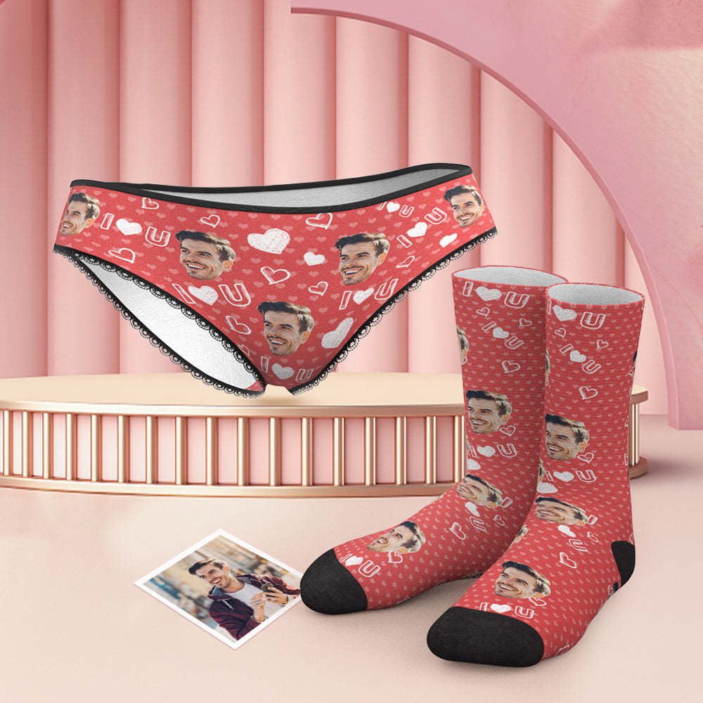 Custom Face Panties And Socks Set - I Love You - MyFaceUnderwearUK
