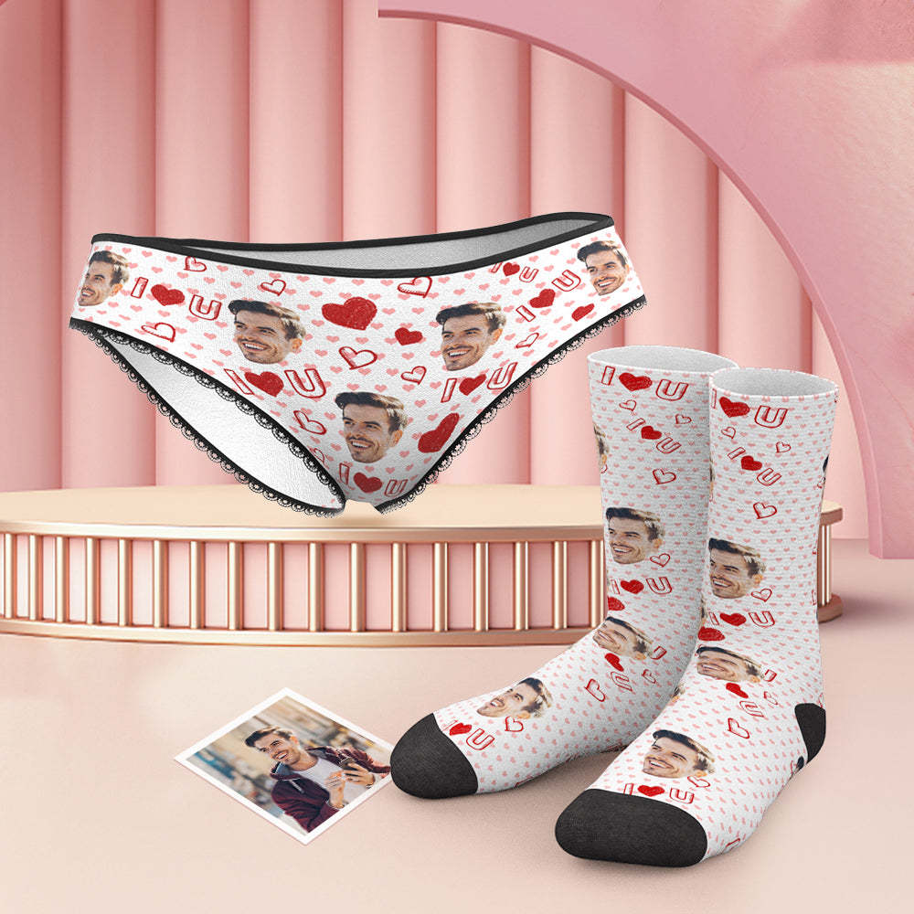 Custom Face Panties And Socks Set - I Love You - MyFaceUnderwearUK