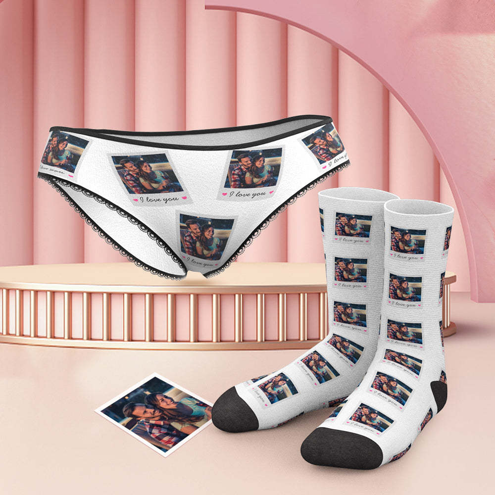 Custom Photo And Text Panties And Socks Set - MyFaceUnderwearUK