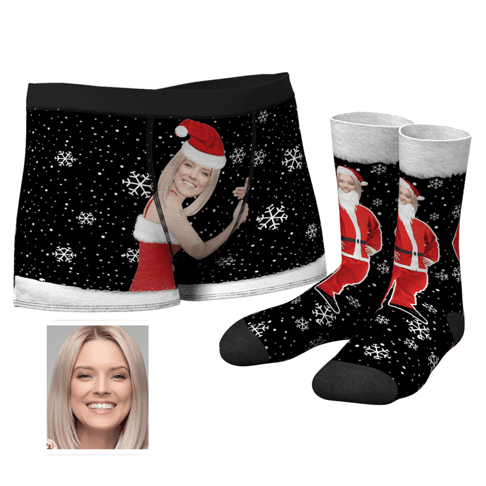Men's Christmas Face on Body Boxers And Crew Socks Set - MyFaceUnderwearUK