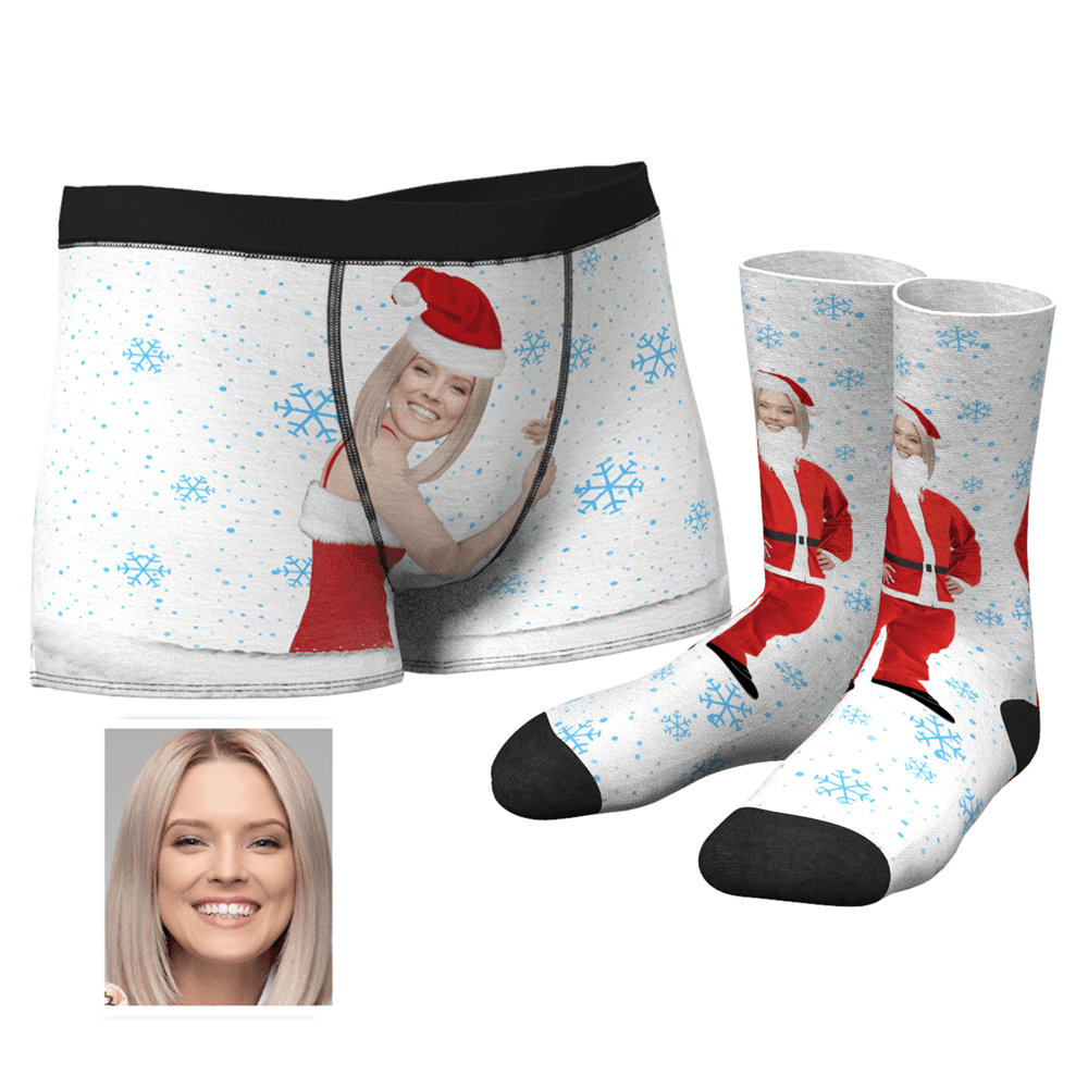 Men's Christmas Face on Body Boxers And Crew Socks Set - MyFaceUnderwearUK