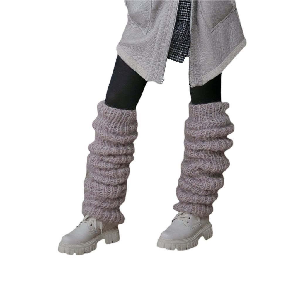 Knitted Over The Knee Socks Women Winter Leg Warmers Long Tube Pile Socks - MyFaceUnderwearUK