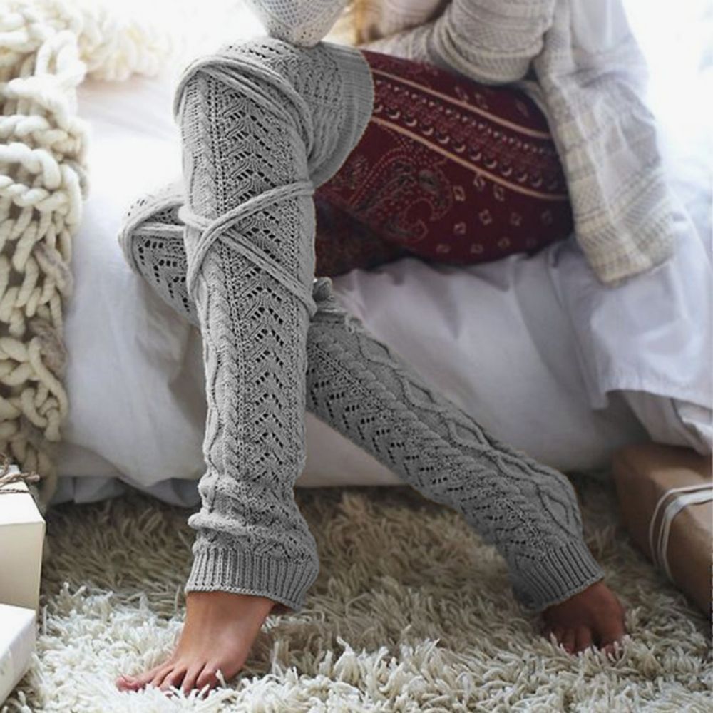 Keep Warm In Winter Diamond Straps Over The Knee Long Tube Pile Socks - MyFaceUnderwearUK