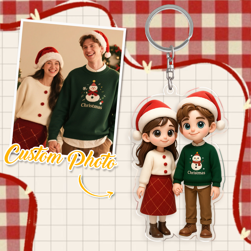 Personalized Acrylic Cartoon Keychain Custom Figure Keychain Photo Bag Charm Unique Keepsake Gift Best Christmas Anniversary Birthday Valentine's Day Gifts
