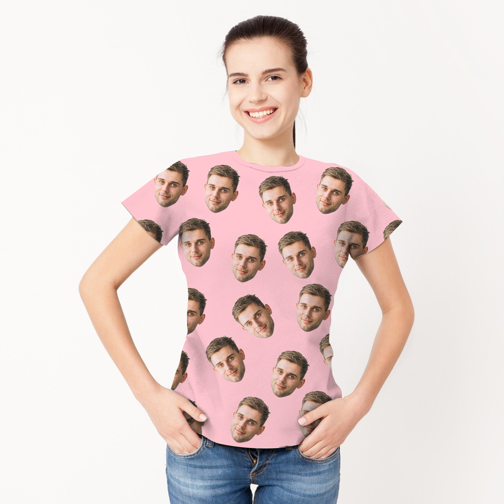 Valentine's Day Custom My Face All Over Print Tee Personalized Face Shirt Men's T-shirt - MyPhotoBoxer