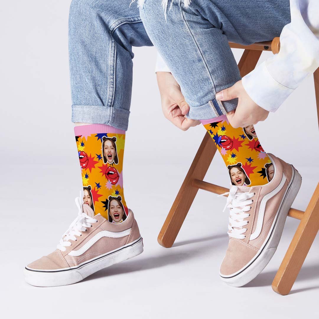 Custom Face Socks Dazzling graphical elements - MyPhotoBoxer