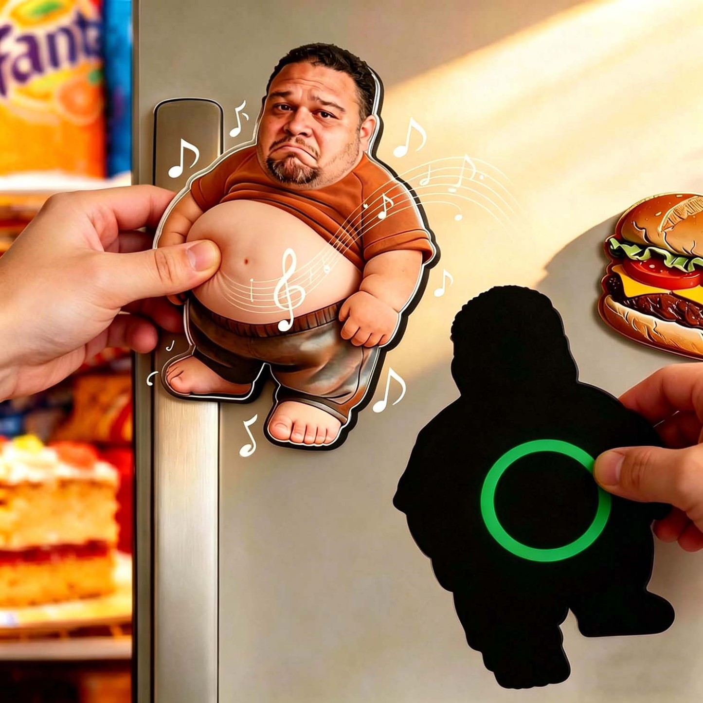 Personalized Squishy Photo&Music Fridge Magnet – Custom Photo Character Squeeze Belly Magnet with Built-in Sound, Funny Gift for Family & Couples - MyPhotoBoxer