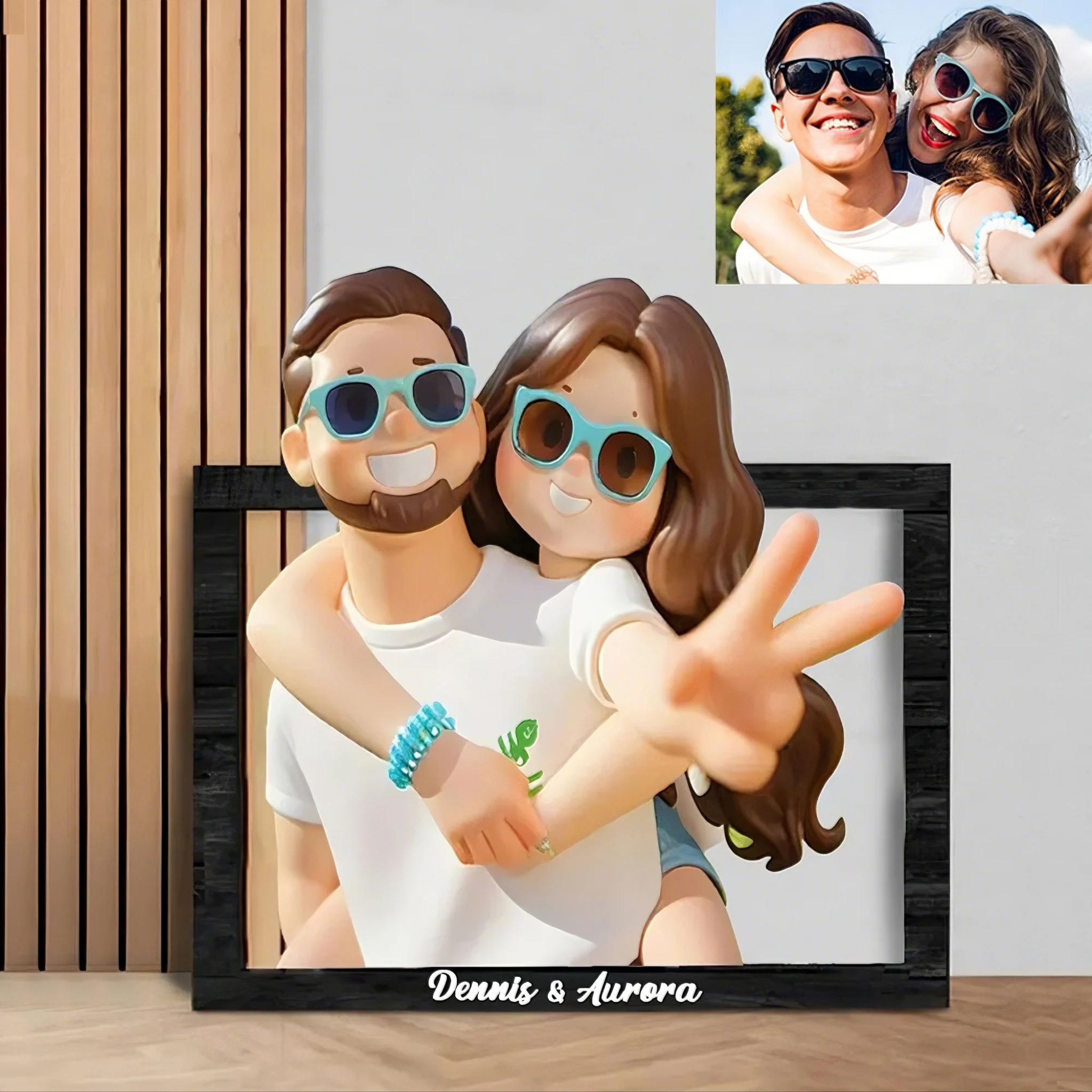 Personalized Cartoon Toy Style Photo Wood Frame