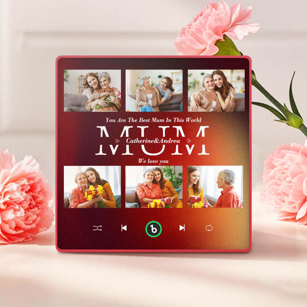 Personalised Fridge Magnets That Plays Music with 6 Photos Mother's Day Gifts for Mum - MyPhotoBoxer