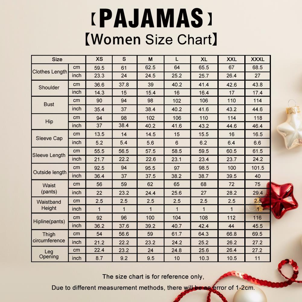 Custom Face Pajamas Personalized Round Neck Long Pajamas For Women - Christmas Snowflake