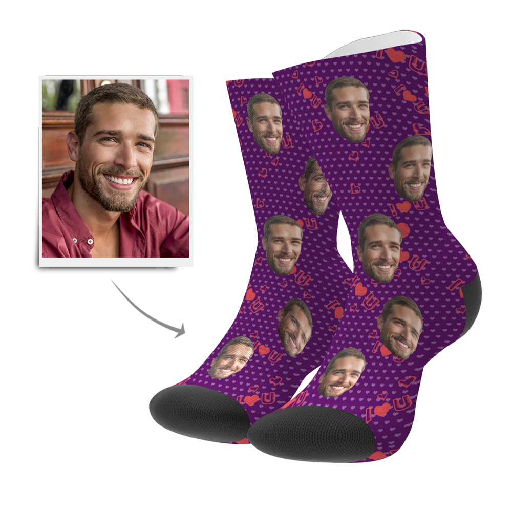 Best Gift For Your Lover Custom Love Face Socks Multiple Colour - MyPhotoBoxer