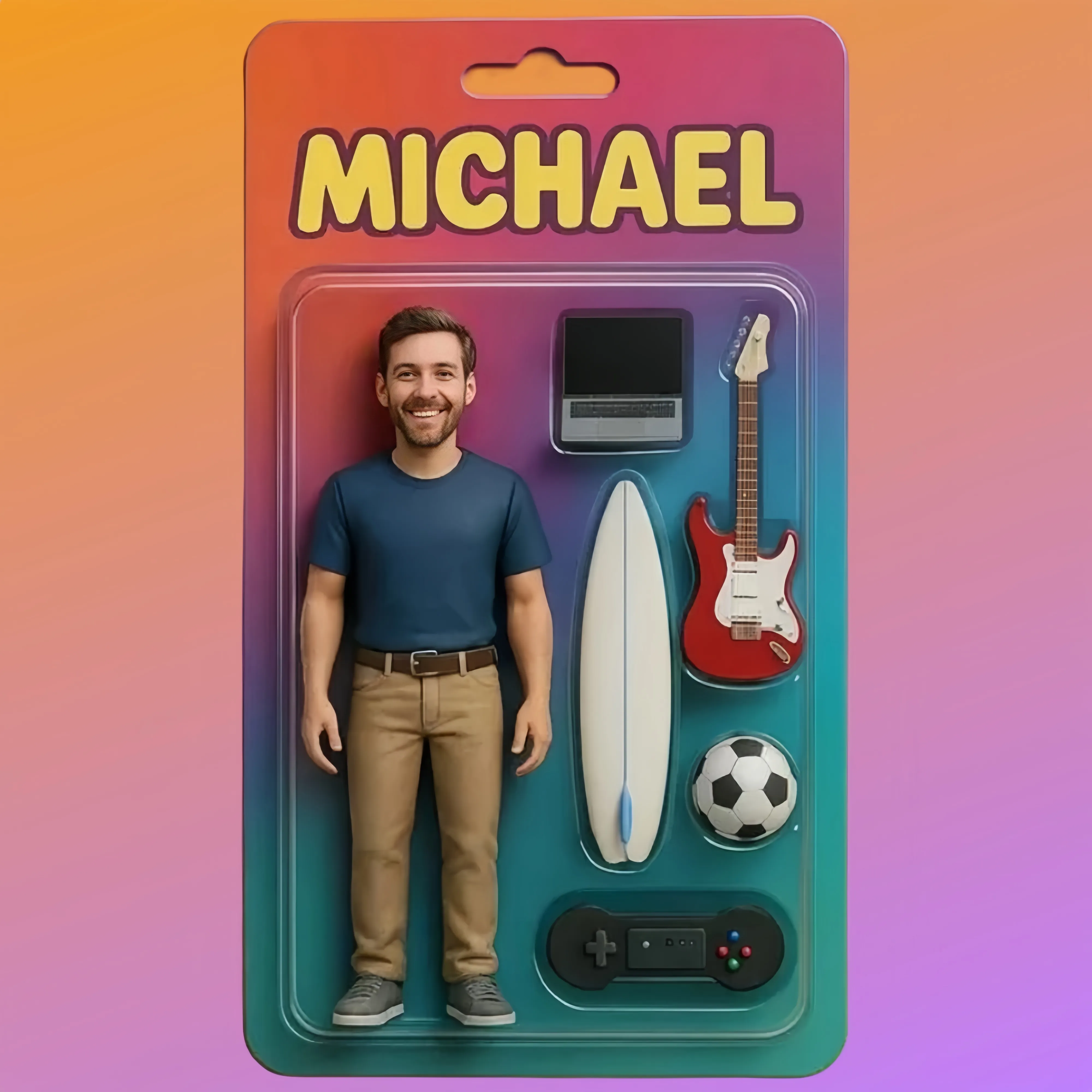 Custom 3D Effect Action Figure Pack Packaging Toy Box Style Art Gift Personalized Acrylic Car Hanger Gift for Dad