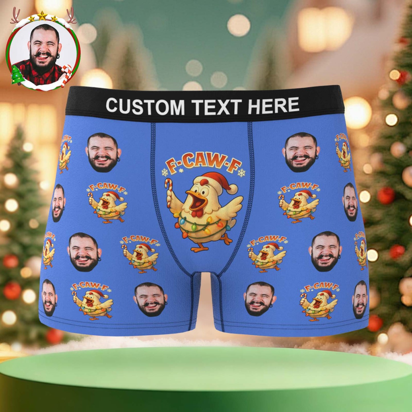 Custom Christmas F-CAW-F Boxer Briefs Cheeky Christmas Custom Boxers Best Gift for Him - MyPhotoBoxer