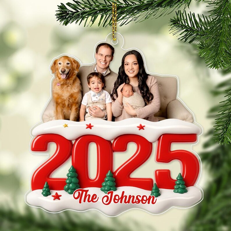 Personalized Acrylic Photo Ornament, Custom Family Picture Christmas Ornament, Family Photo Gift, Holiday Gift for Parent, Pet Photo Keepsake