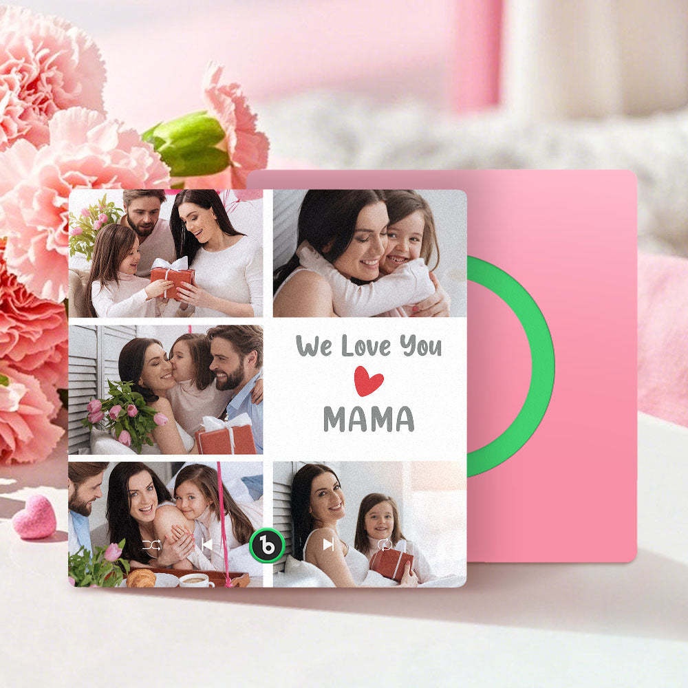 Personalised Music Fridge Magnets That Plays Music with 5 Photos Mother's Day Gifts for Mum We Love You MAMA - MyPhotoBoxer
