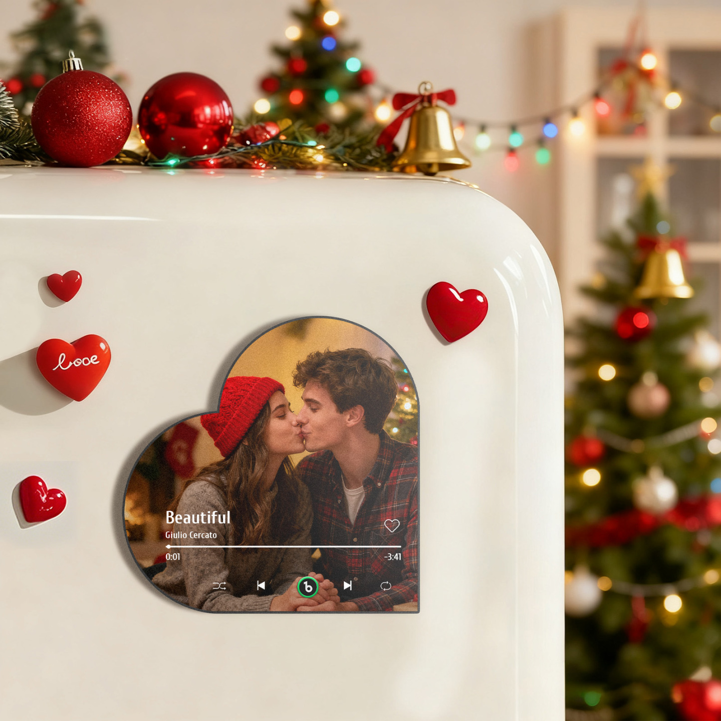 Christmas Gifts Custom Music Fridge Magnet Custom Heart Frame Album Fridge Magnet Music Wall Photo Sticker