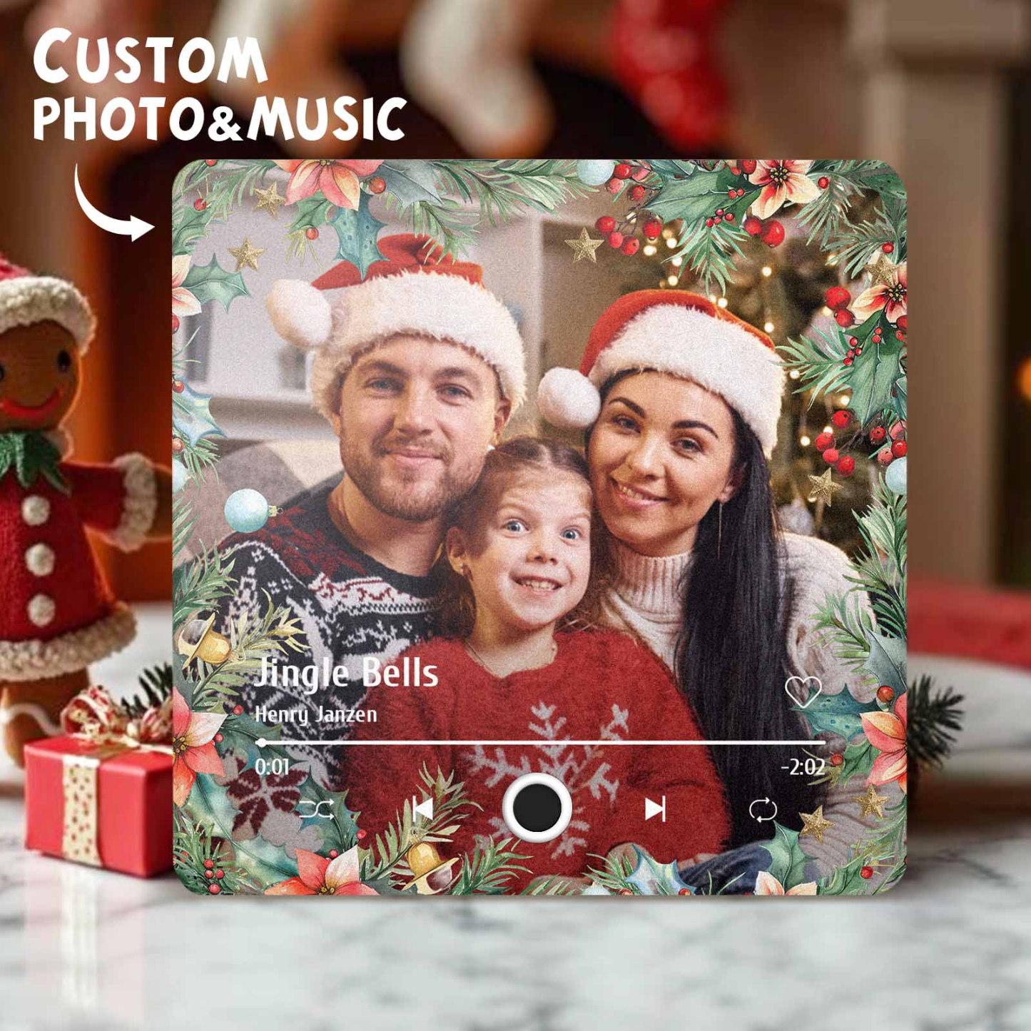 Personalized Christmas Family Photo Music Fridge Magnet Custom Music Magnets Can Play Songs Christmas Gifts for Family - MyCameraRollKeychain