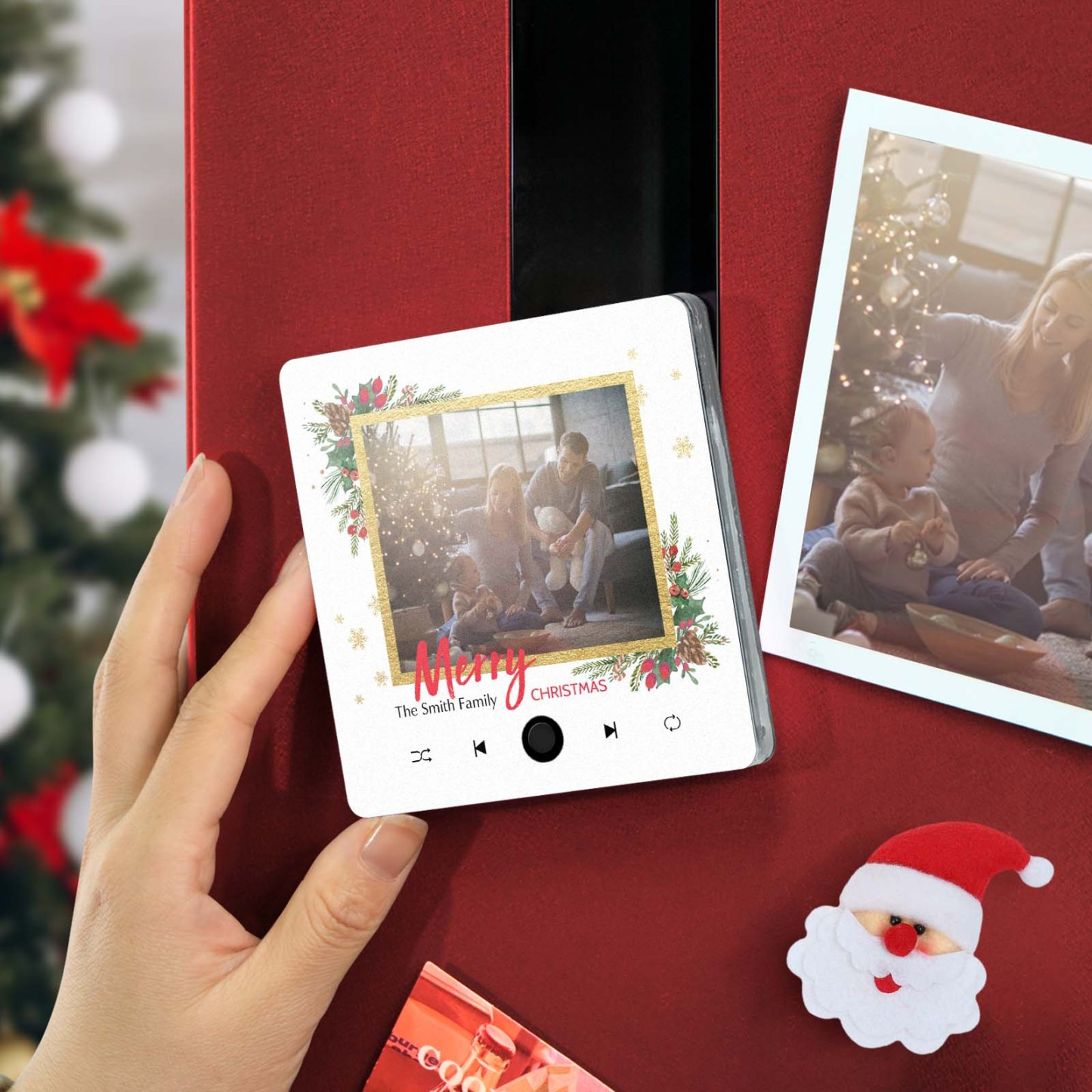 Personalized Music Fridge Magnet Merry Christmas Custom Music Magnets Can Play Songs Christmas Gift Family Gifts - MyCameraRollKeychain