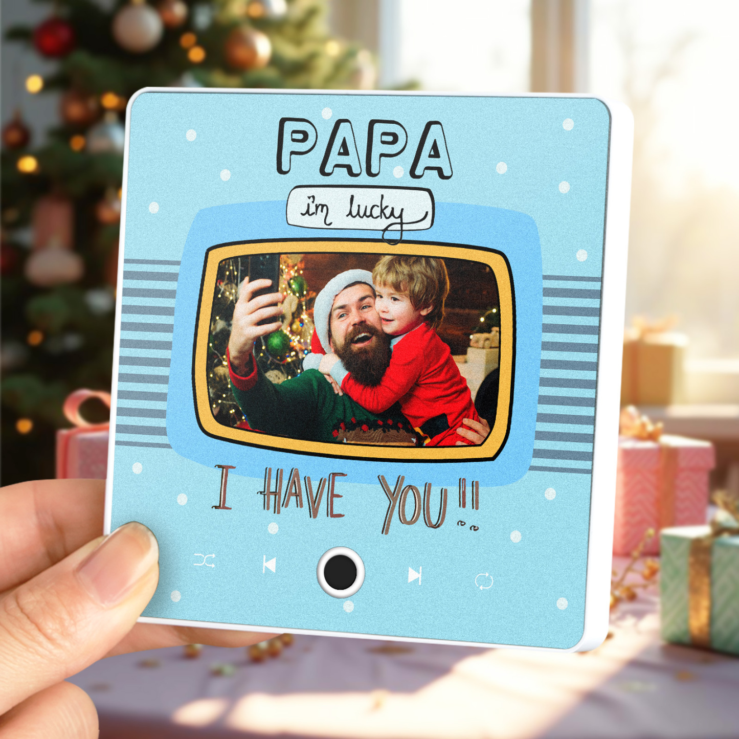 Personalized Music Fridge Magnet Gift for Dad Custom Music Magnets Can Play Songs Christmas Gifts Family Gifts - MyCameraRollKeychain