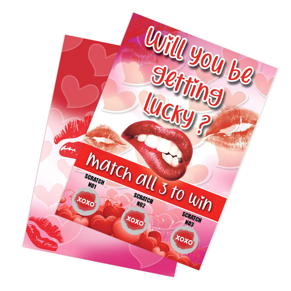 Red Lips Scratch Card Surprise Funny Scratch off Card Match 3 to Win Card - MyPhotoBoxer
