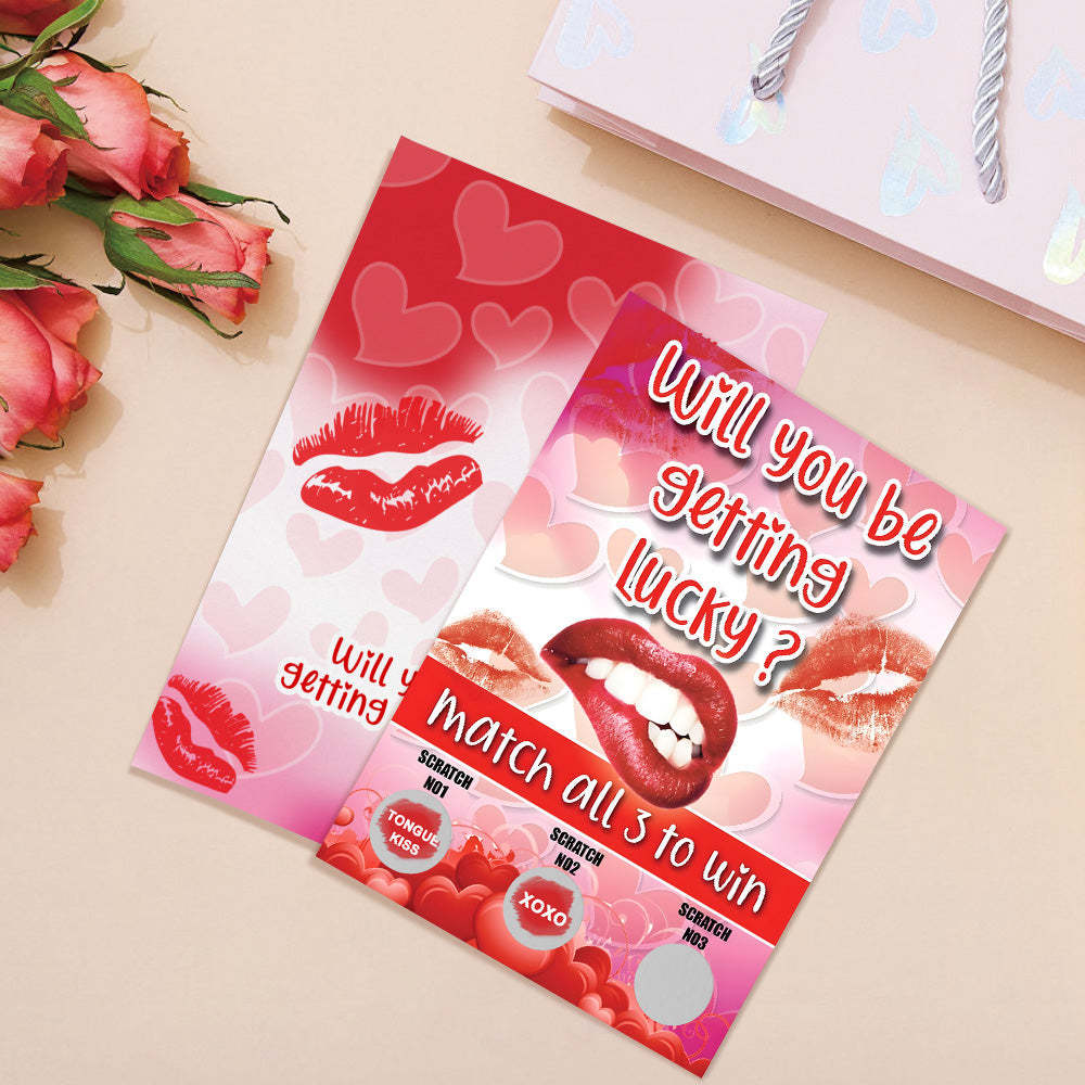 Red Lips Scratch Card Surprise Funny Scratch off Card Match 3 to Win Card - MyPhotoBoxer