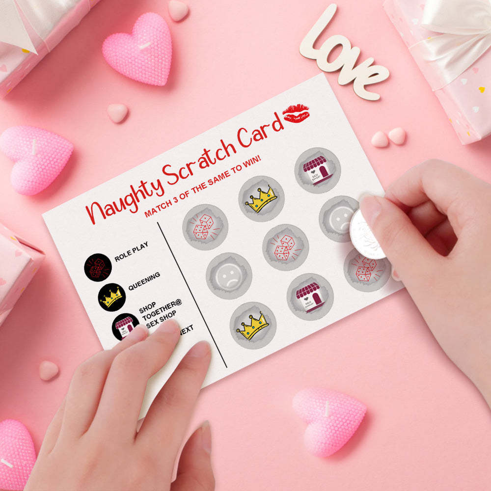 Naughty Scratch Card Funny Valentine's Day Scratch off Card Match 3 to Win Card - MyPhotoBoxer