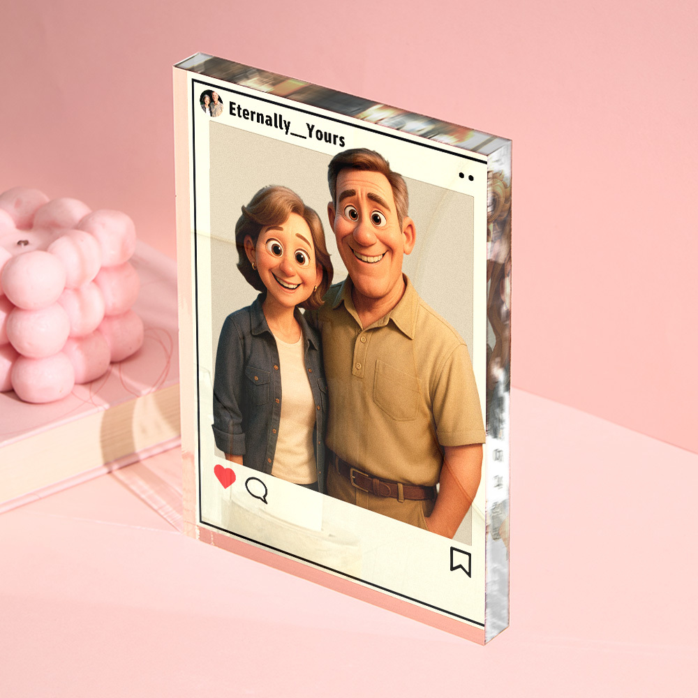 Personalized Cartoon Figure Gift Custom Acrylic Block Plaque Ornament Wedding Anniversary Birthday Festival Gift - MyPhotoBoxerUk