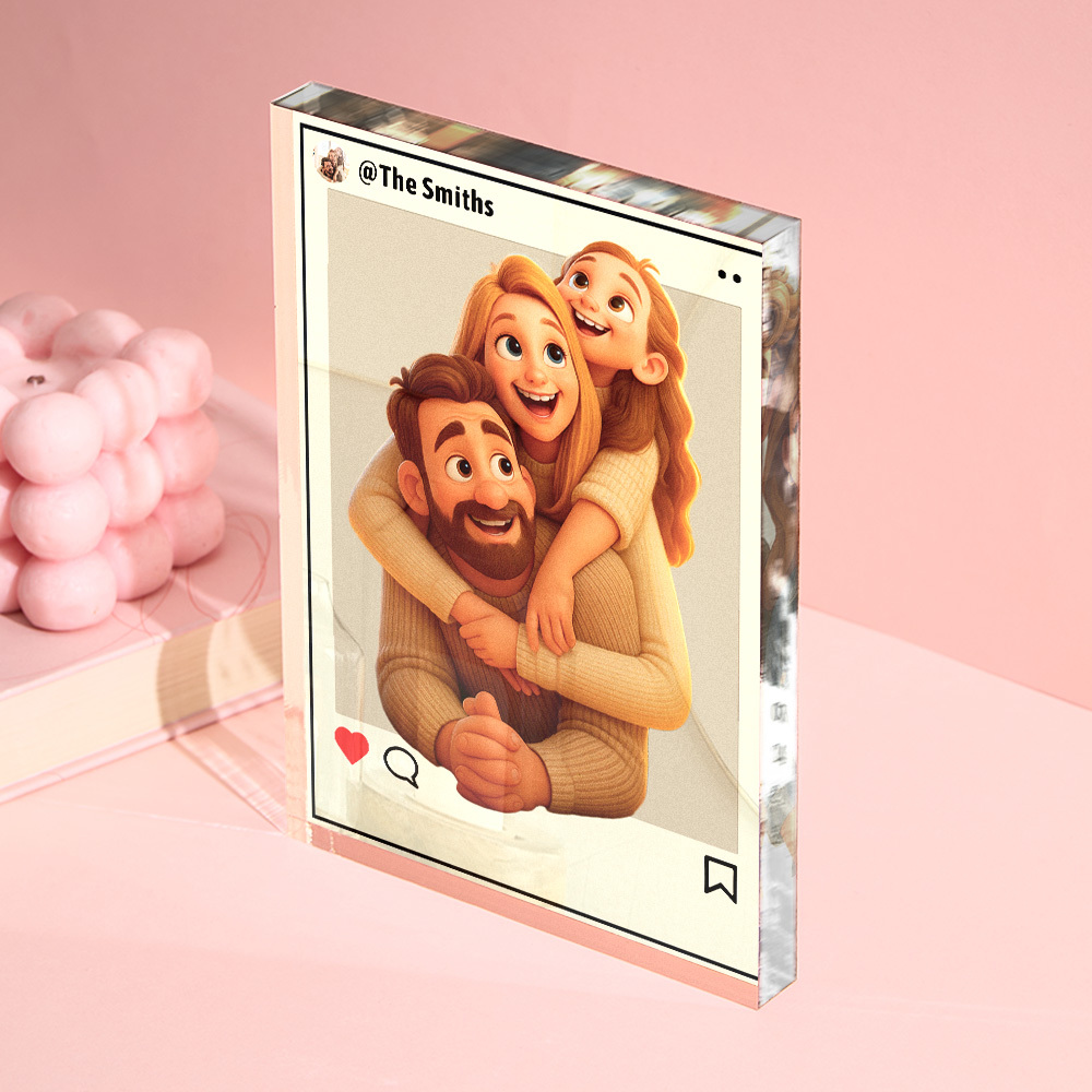 Personalized Cartoon Figure Gift Custom Acrylic Block Plaque Ornament Wedding Anniversary Birthday Festival Gift - MyPhotoBoxerUk