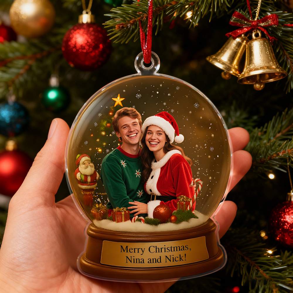 Personalized Christmas Snow Globe Ornament Best Christmas Gift for Family, Couple, Lover - MyPhotoBoxer