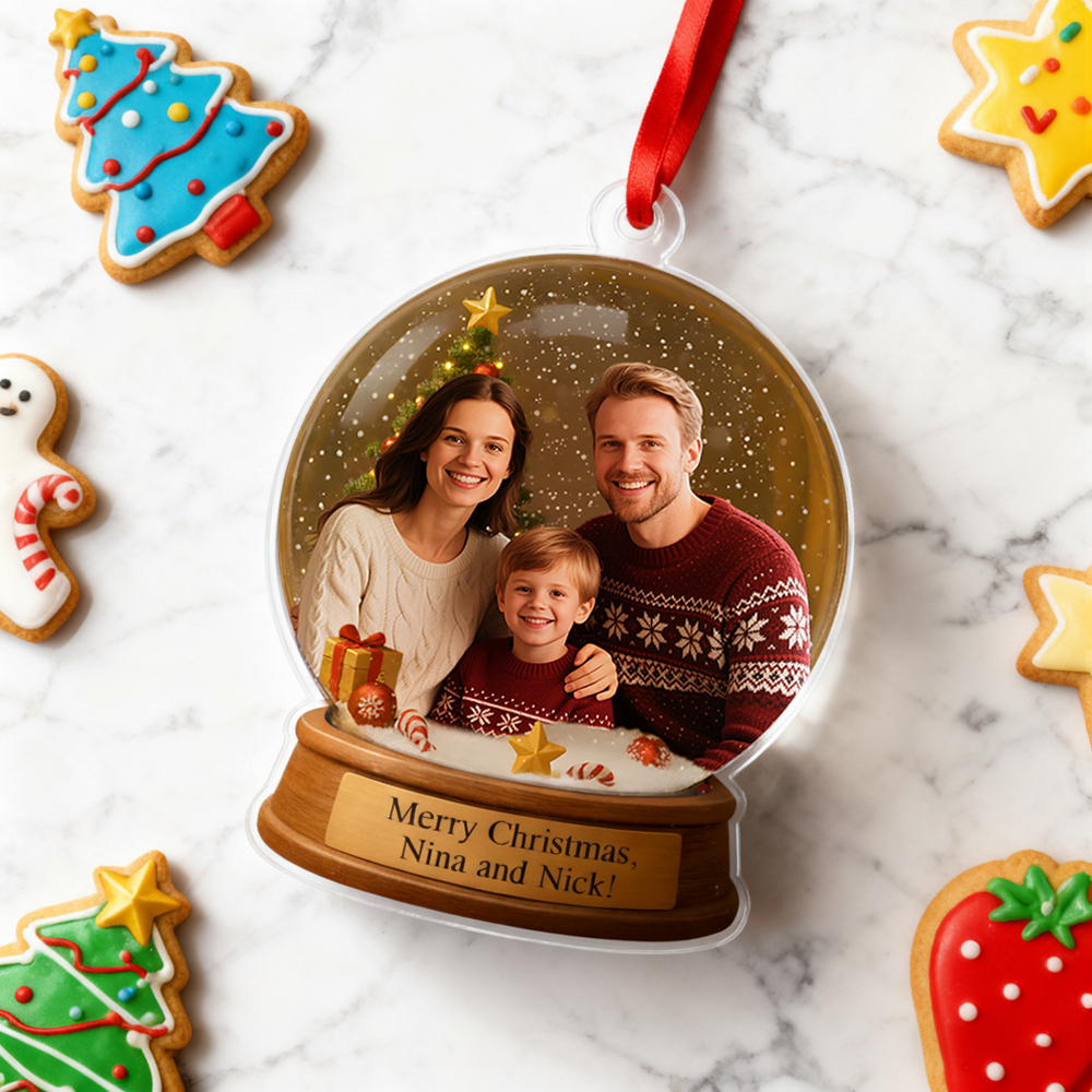Personalized Christmas Snow Globe Ornament Best Christmas Gift for Family, Couple, Lover - MyPhotoBoxer